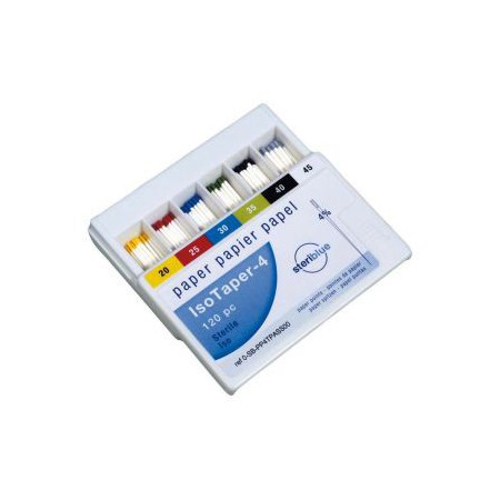 POINTE PAPIER ISO TAPER 4% ASS20-45  STERIBLUE- (boite de 120)- 28mm long